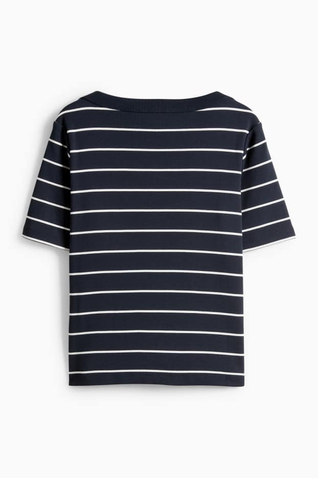 Femmes - T-shirt - regular fit - à rayures - bleu foncé