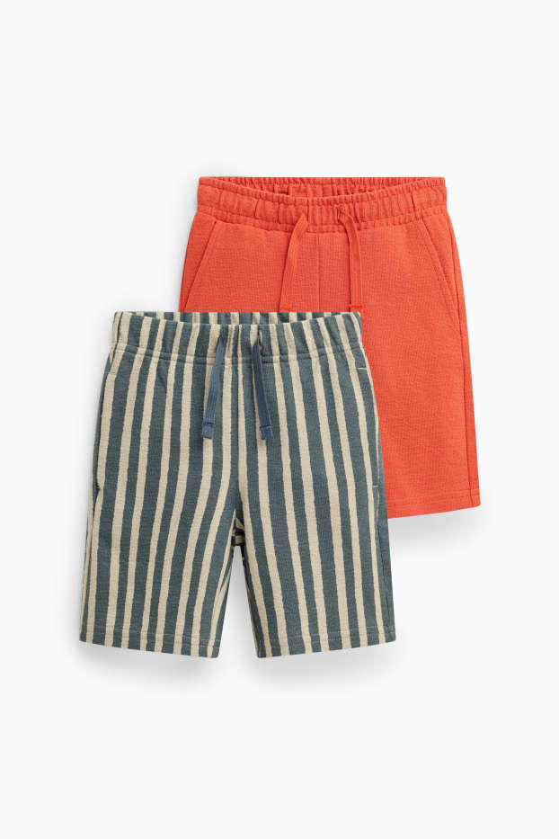 Enfants garçons - Lot de 2 - shorts - orange / bleu