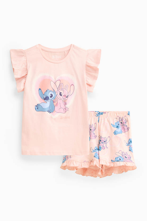 Děti - dívky - Lilo & Stitch - letní pyžamo - 2dílné - růžová