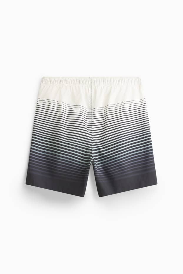 Herren - Badeshorts - gestreift - gemustert - schwarz / grau