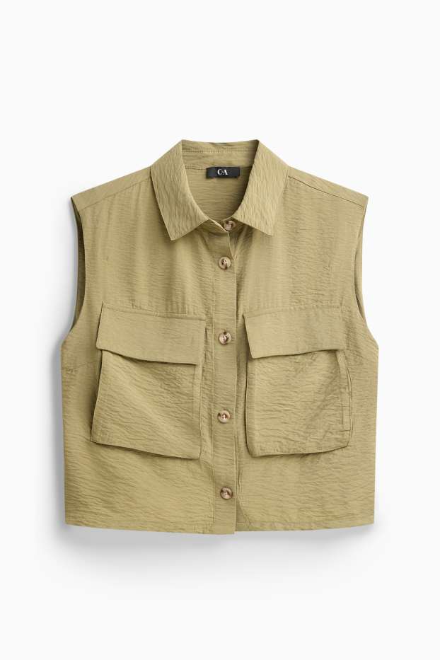 Women - Waistcoat - textured - beige