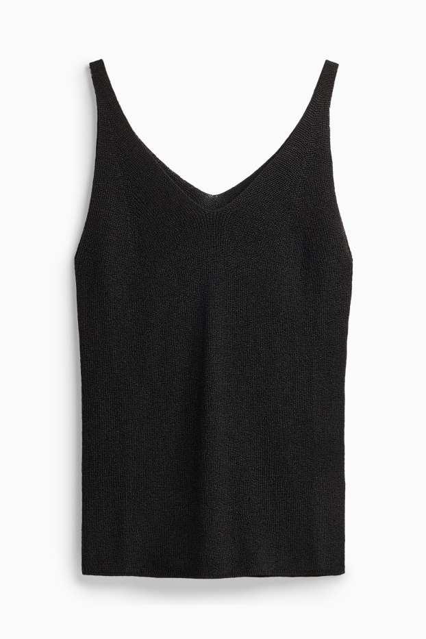 Donna - Top - effetto brillante - nero / argento