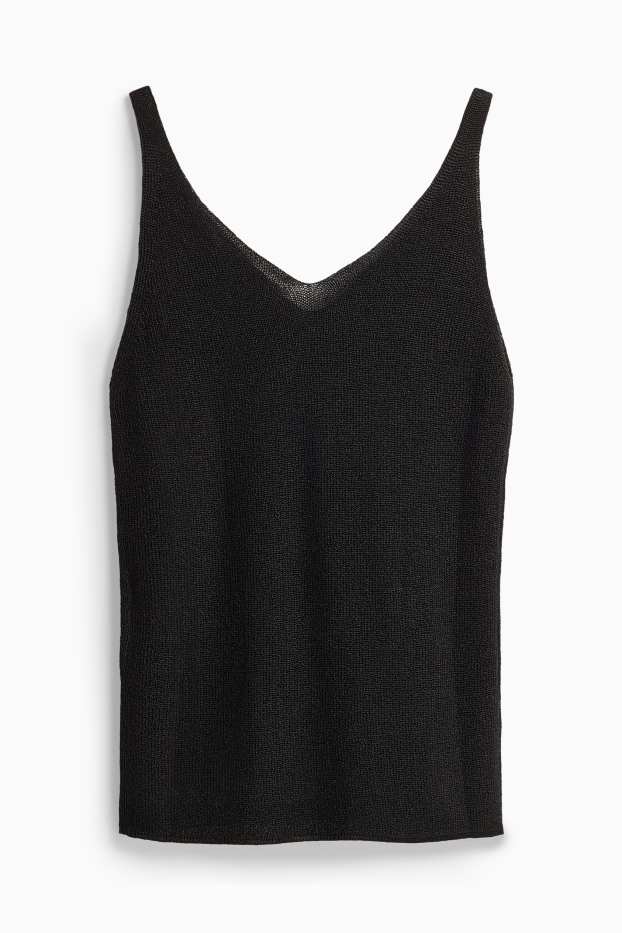 Donna - Top - effetto brillante - nero / argento