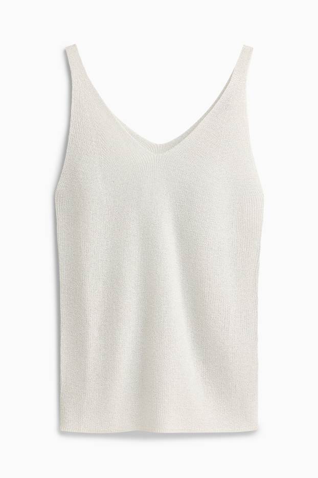 Donna - Top - effetto brillante - bianco / argento