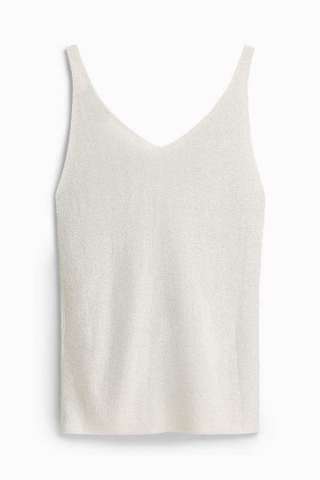 Donna - Top - effetto brillante - bianco / argento