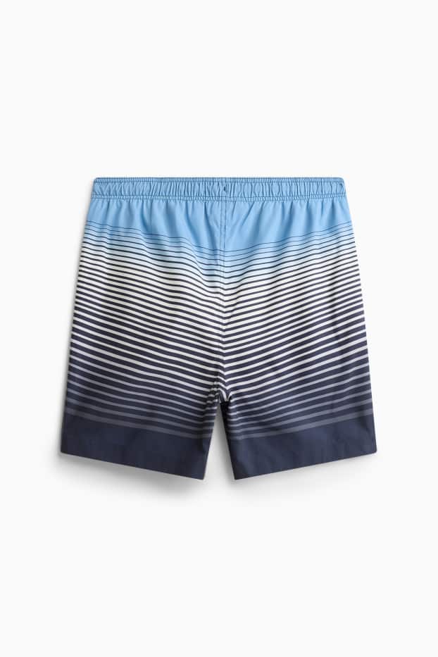 Herren - Badeshorts - gestreift - gemustert - blau  / schwarz