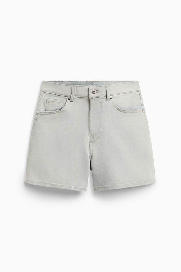 Dames - Mom short - high waist - jeansgrijs