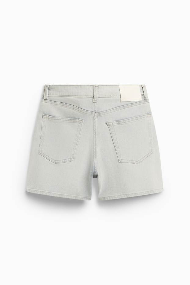 Dames - Mom short - high waist - jeansgrijs