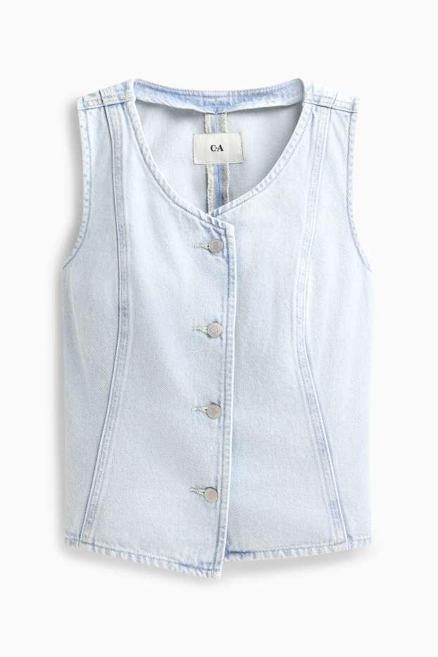 Damen - Jeans-Weste - tailliert - hellblau