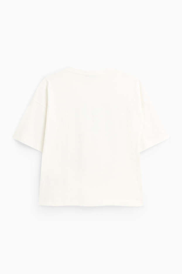 Damen - T-Shirt - Relaxed Fit - Glanz-Effekt - weiss