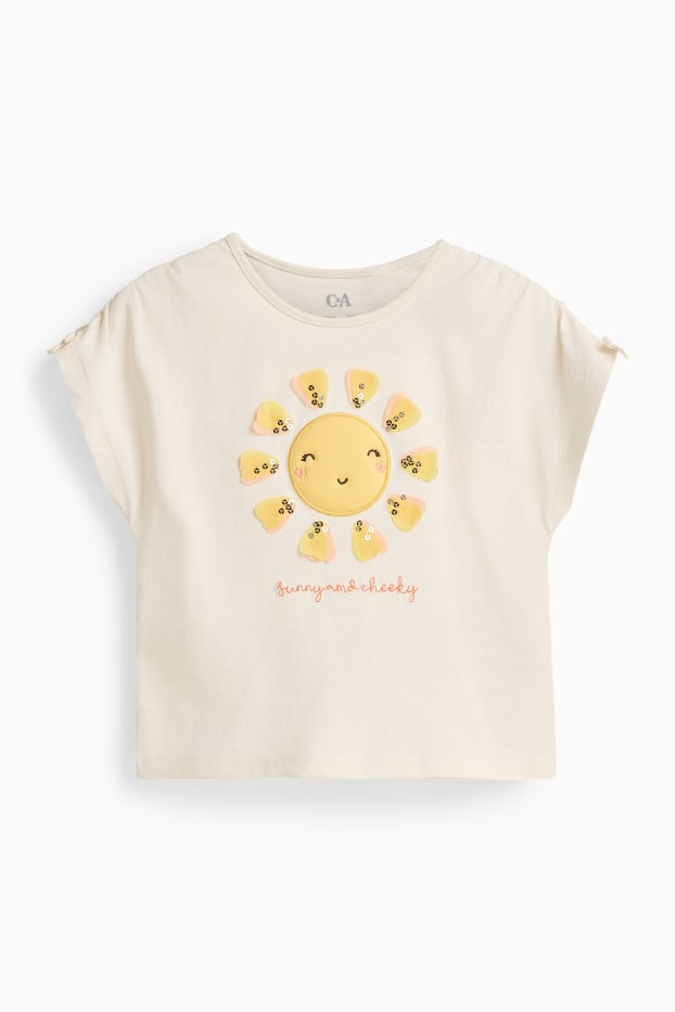 Kinderen: meisjes - Zon - T-shirt - crèmekleurig