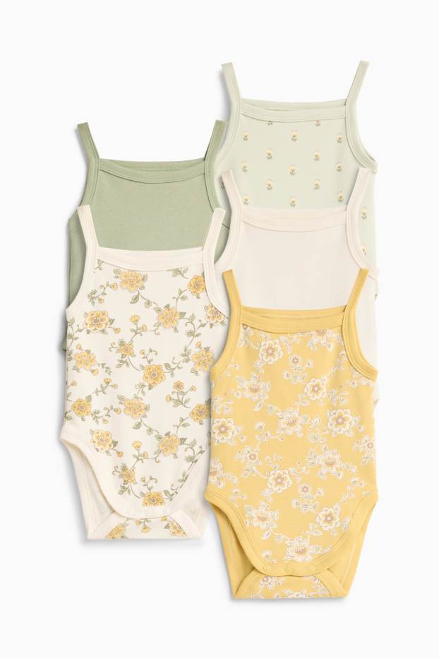 Baby Girls - Multipack of 5 - floral - baby bodysuit - yellow