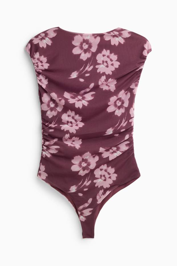 Femmes - Body - filet - à fleurs - violet
