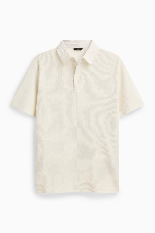 Bărbați - Tricou polo - regular fit - structurat - crem