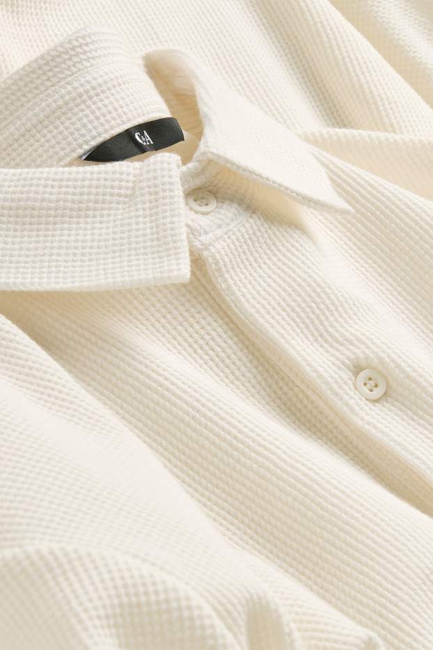 Bărbați - Tricou polo - regular fit - structurat - crem