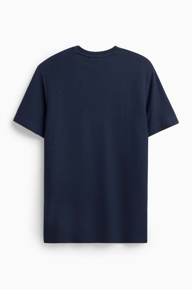 Herren - T-Shirt - Regular Fit - strukturiert - dunkelblau