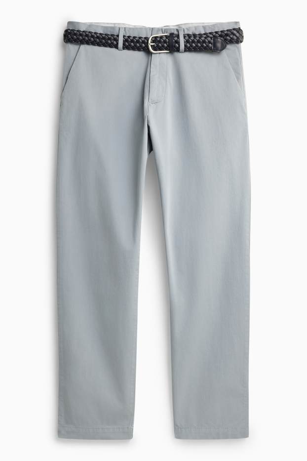 Herren - Chino mit Gürtel - grau