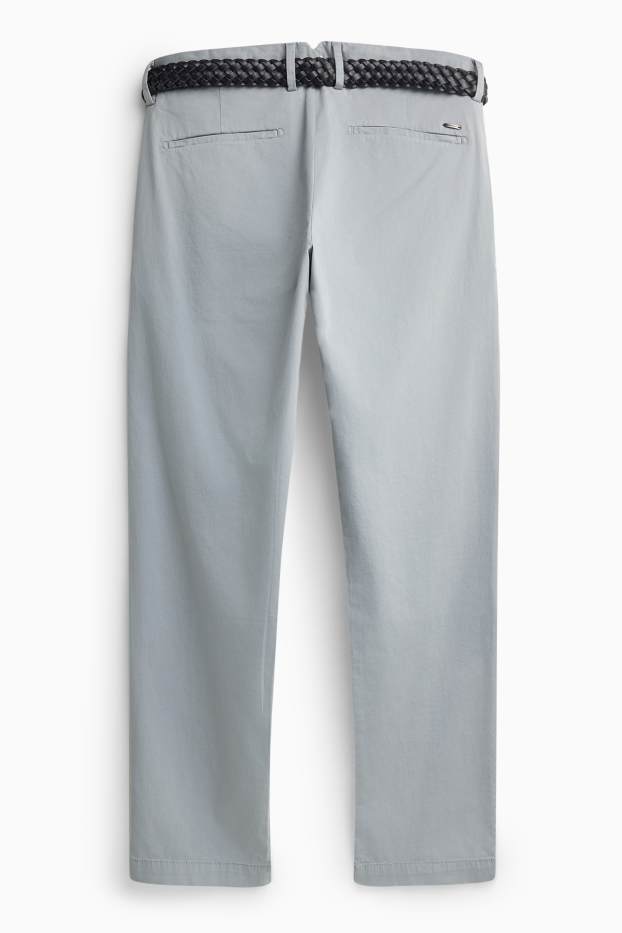 Herren - Chino mit Gürtel - grau
