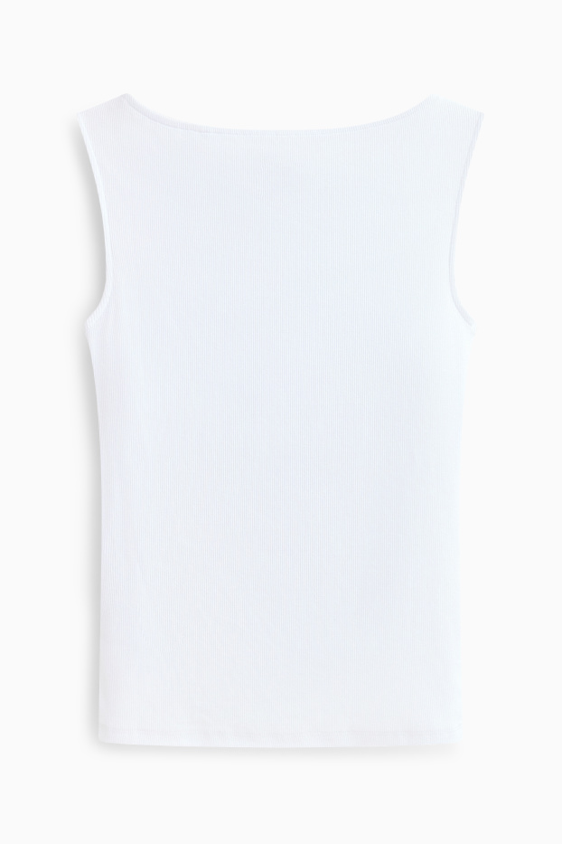 Damen - Top - gerippt - weiss