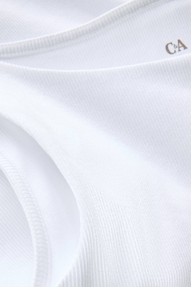 Damen - Top - gerippt - weiss