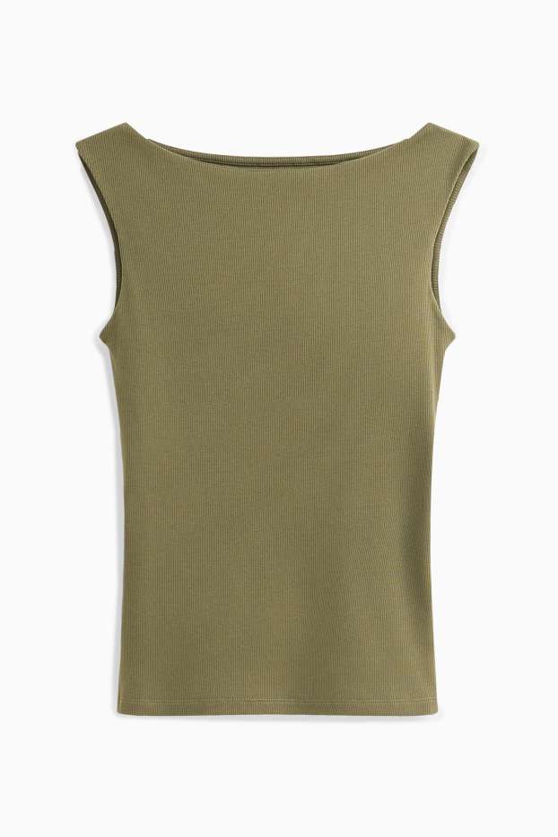 Damen - Top - gerippt - grün