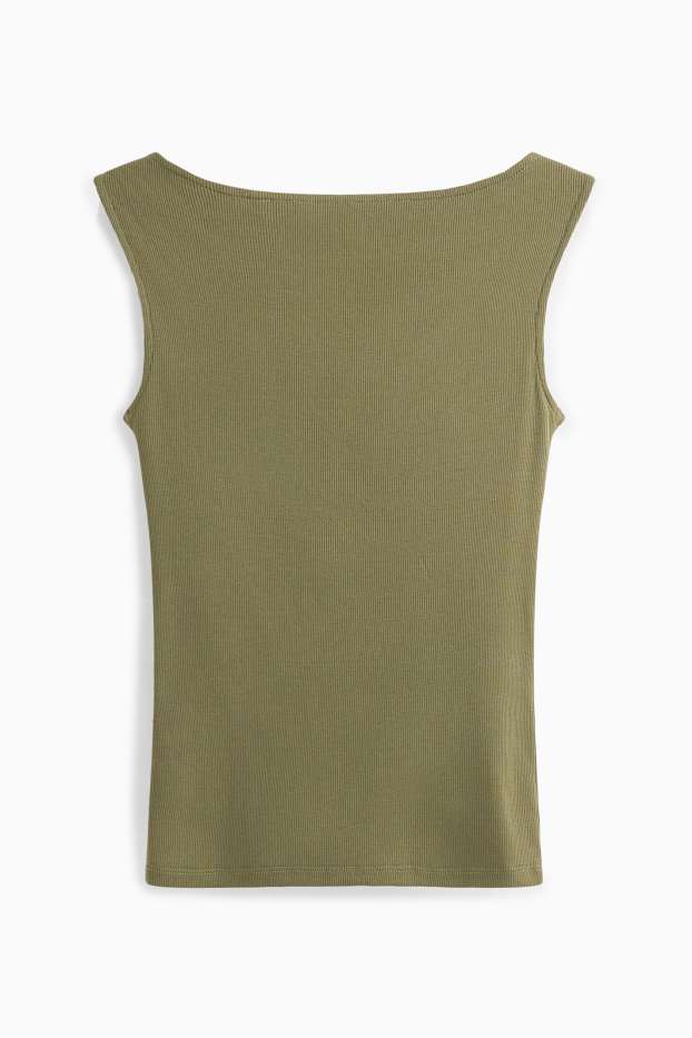 Damen - Top - gerippt - grün