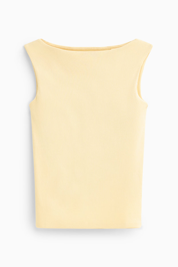 Damen - Top - gerippt - gelb