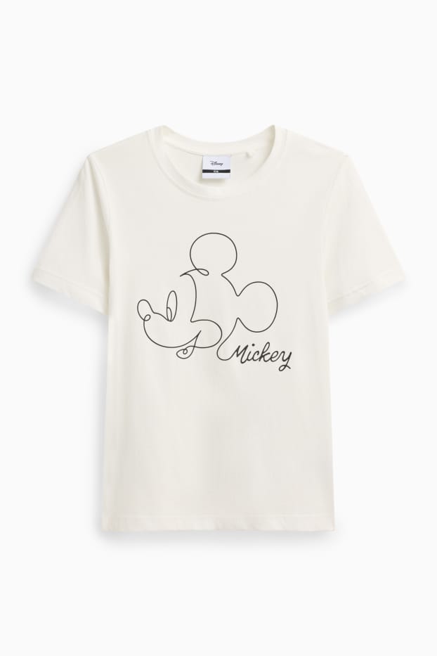 Damen - T-Shirt - Regular Fit - Micky Maus - weiss