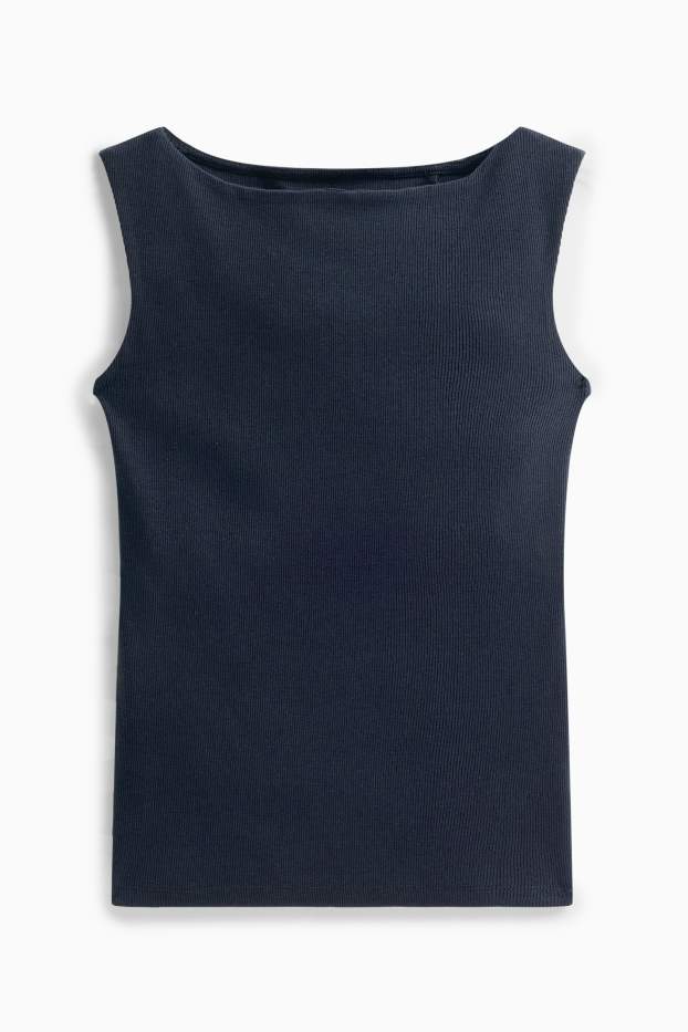 Damen - Top - gerippt - dunkelblau