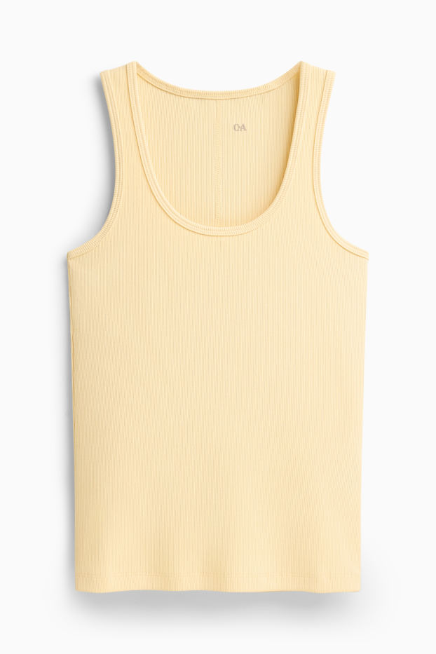 Damen - Top - gerippt - hellgelb