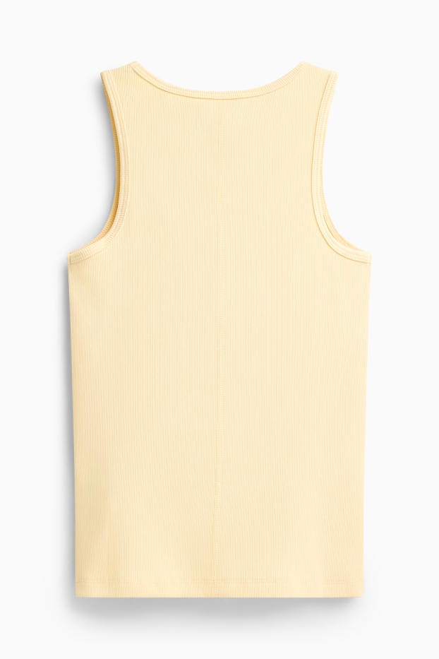 Damen - Top - gerippt - hellgelb