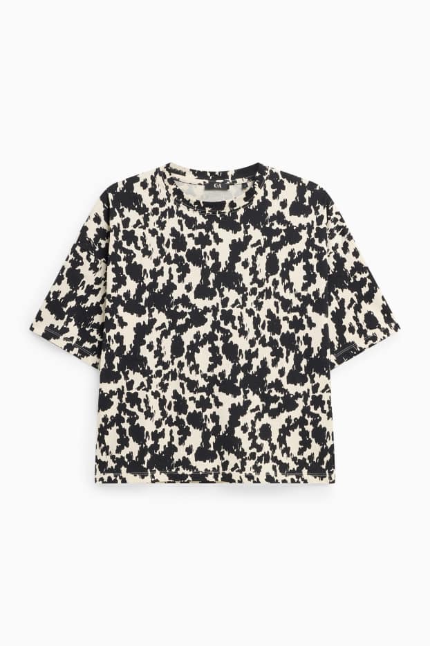 Dames - T-shirt - zwart / wit