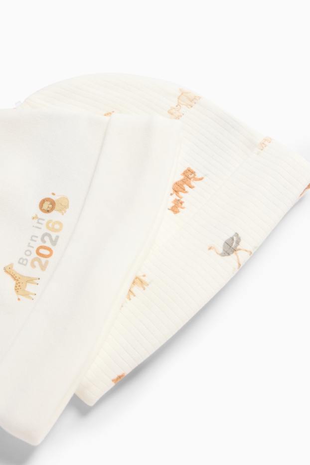 Unisex - Wielopak, 2 szt. - dzikie zwierzęta - czapeczka niemowlęca - biały