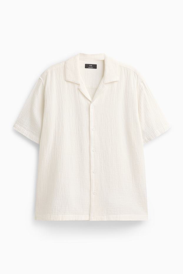 Men - Shirt - regular fit - lapel collar - creme