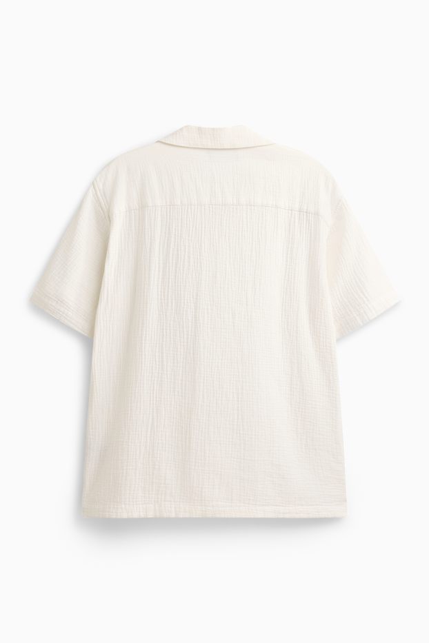 Men - Shirt - regular fit - lapel collar - creme