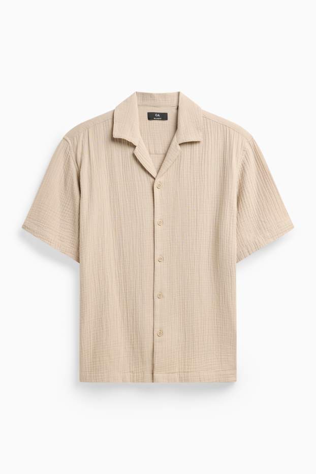 Home - Camisa - relaxed fit - coll solapa - marró clar