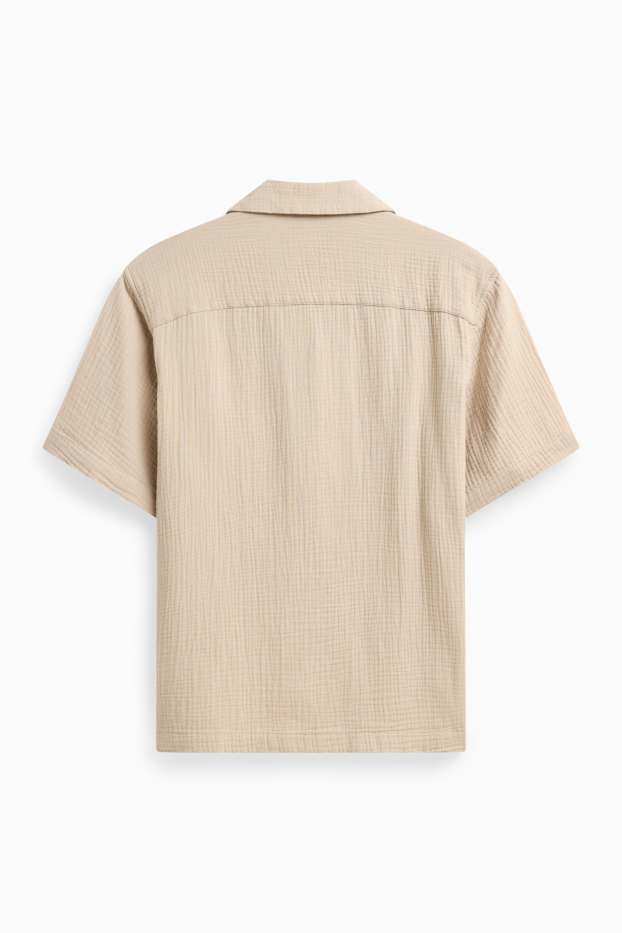 Home - Camisa - relaxed fit - coll solapa - marró clar