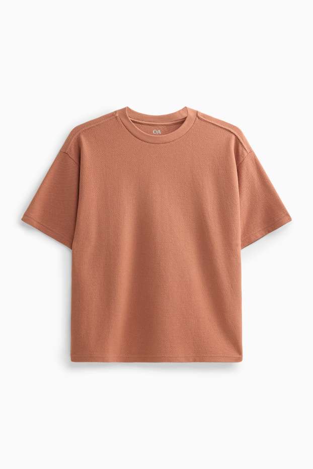 Enfants garçons - T-shirt - finition texturée - marron