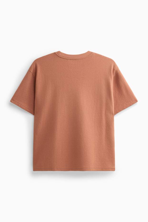 Enfants garçons - T-shirt - finition texturée - marron