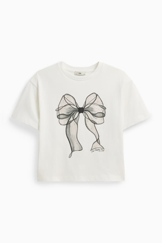 Kinderen: meisjes - Strik - T-shirt met strass-steentjes - wit