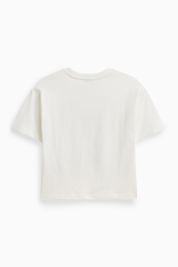 Kinderen: meisjes - Strik - T-shirt met strass-steentjes - wit