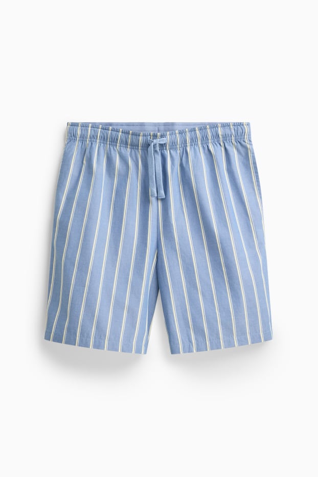 Herren - Pyjama-Shorts - gestreift - hellblau