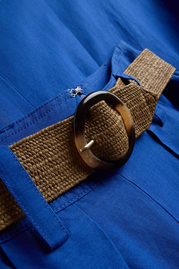 Damen - Rock mit Gürtel - Leinen-Mix - blau