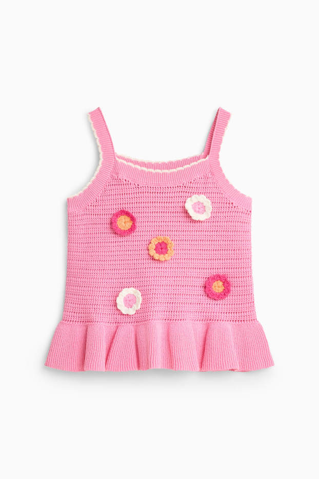 Bambine - Fiori - top crochet - fucsia