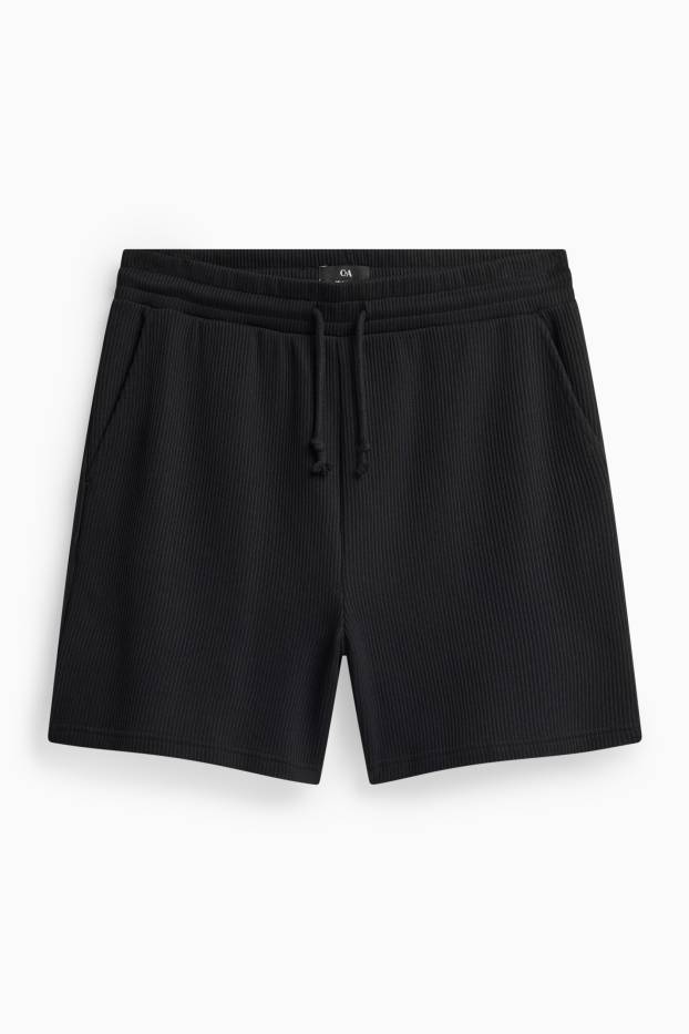Herren - Shorts - gerippt - schwarz