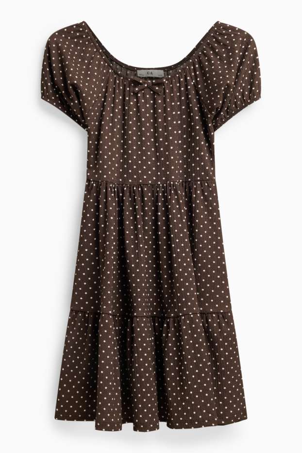 Kinder Mädchen - Kleid - gepunktet - braun