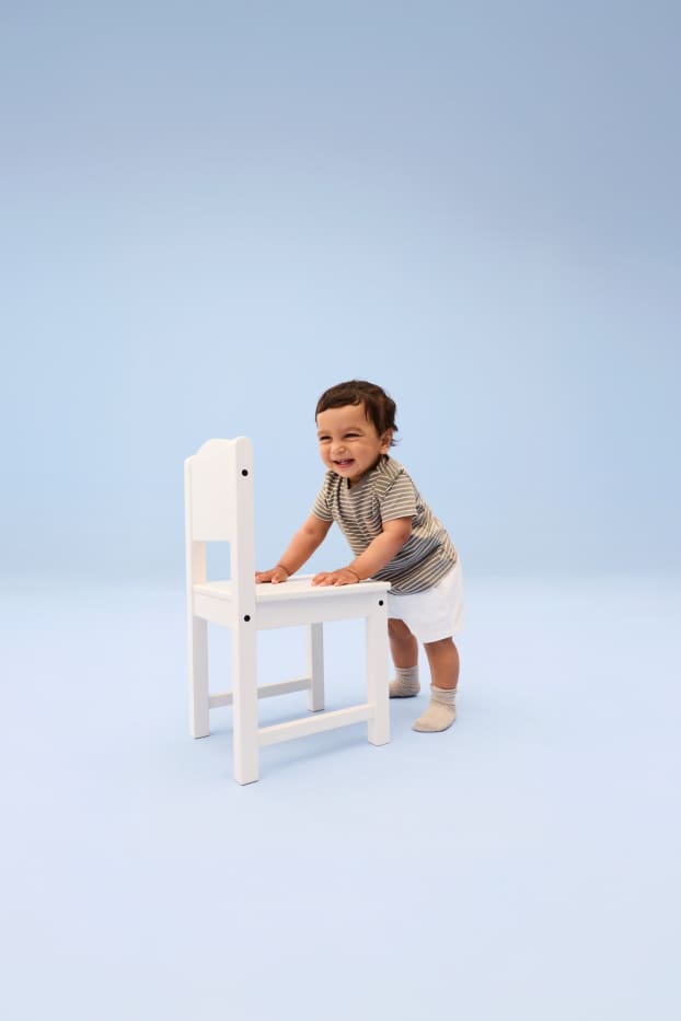 Baby: jongens - Set van 3 - babyshort - met structuur - wit / groen