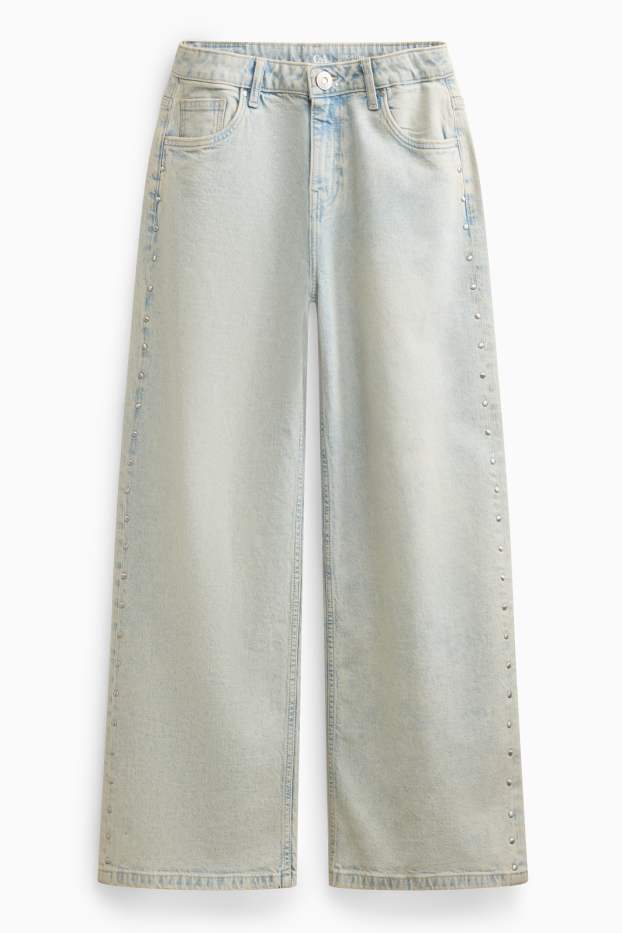 Children Girls - Wide leg jeans - light blue