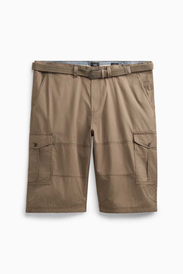 Herren - Cargo-Shorts mit Gürtel - braun