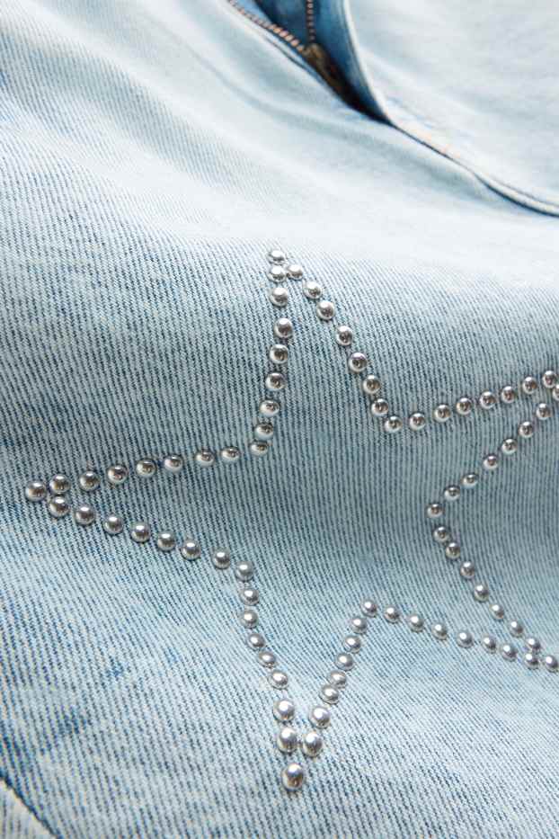 Kinder Mädchen - Sterne - Jeansrock mit Strasssteinen - hellblau
